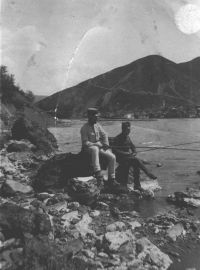 Grandfather Josef Müller fishing