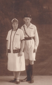 Father Josef Müller as a Sokol pupil with his mother Anastázie, née Kramářová