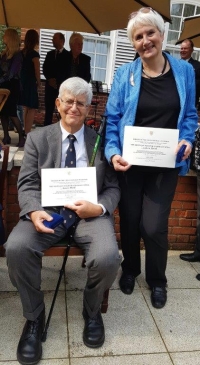 Mr and Mrs Stáně with the Jan Masaryk Prize awarded by the Ministry of Foreign Affairs of the Czech Republic, 2017