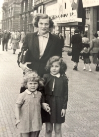 Ludmila with her younger sister Alena and her mother Milena, 1951