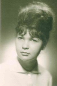 Marta Rožnovská, graduation photo board, 1965