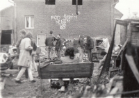 The band Beatové družstvo in concert in Dasnice near Sokolov, 1988