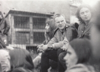 The band Beatové družstvo in concert in Dasnice near Sokolov, 1988