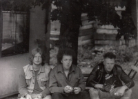 From left: Vladimír "Metud" Svoboda, Martin Dvořáček and Jan "Steve" Müller in Český Šternberk, late 1980s