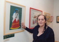 At an exhibition of her embroidery at the Museum of Romani Culture in Brno, 2008