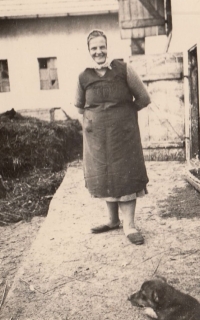 Anna Brázdová, grandmother of Hana Bébrová, on the farm