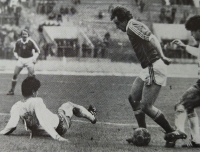 Ladislav Vízek rounds a Cyprus defender in a qualifying match for the 1984 European Championship. The match was played in the spring of 1983