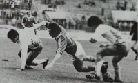 Ladislav Vízek goes down after a penalty foul by a Cypriot defender in a qualifying match for the 1984 European Championship. It was played in the spring of 1983