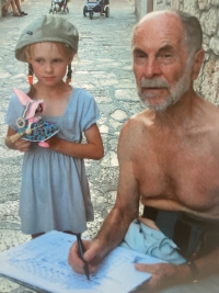 Antonín Vojtek with his daughter Julia in Primošten, Croatia in 2008