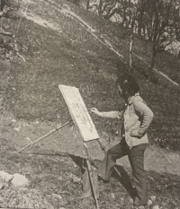 Antonín Vojtek during landscape studies in Pálava