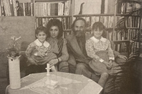 Antonín Vojtek with his second wife and daughters Kristýna and Erika, 1994, Podivín