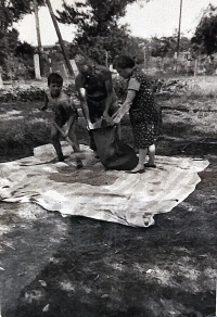 Last family harvest, brother Stanislav and sister Marie, 1992