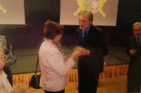 Eva Orthofer and Martin Stropnický, recognition of the Third Resistance (presentation of a diploma in memoriam to Š. Hovorka) in Prague in 2004