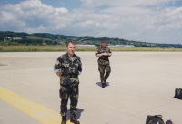 Roman Kopriva (left) with a translator during the SFOR 2 mission in Bosnia and Herzegovina in 1998