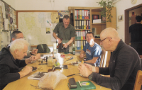 With colleagues at a ranger meeting, Šumava National Park, circa 2017