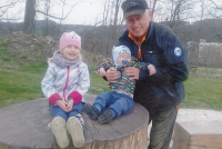 Pavel Veverka with granddaughter and grandson