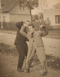 Lord Percy (Drašnar) and Cowboy (Josků) at the forbidden dance, 1952