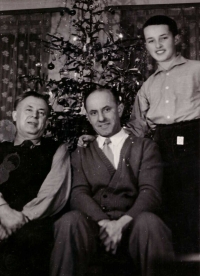 František Hažmuka with his father-in-law and son, 1960s
