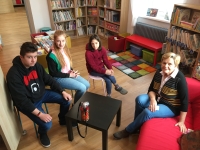 Věra Vítová recording with students as part of Stories of Our Neighbours