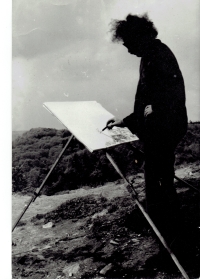 Antonín Vojtek in plein air, 1950s