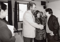 With painter Štěpán Mareš at the exhibition in Wortner House, Č. Budějovice 1996