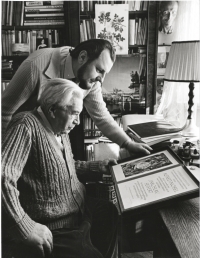 Alois Volkman with Jaroslav Seifert over the Nobel Prize, 1984