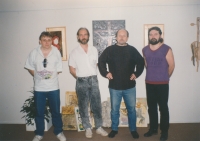 Výtvarné sdružení Terč, zleva: L. Schwarz, Emil Pejša, Eduard Vacek, Pavel Kreml, 1996