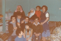 Marwan Alsolaiman with family and friends, Suwayda, 1983. Top left parents, top right sisters, bottom brother, rest friends