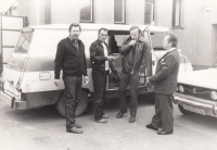 František Brouk and his colleagues, telecommunication company operators, installing telephone cables, in the 1970s