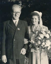 Wedding of the witness's parents, Zdeněk Bašný Sr. and Zdeňka Bašná in 1948