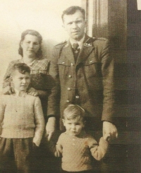 Witness's uncle Bohumil Fulín with his wife and sons Božík and Milan before his conviction, 1950