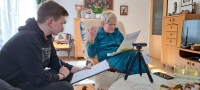 Vlasta Kubalová filming her story for Memory of Nations