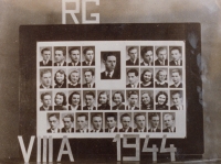 The graduation board of the real gymnasium in Tábor, where father Miroslav Hovorka graduated during the occupation (he is in the first row on the bottom left)