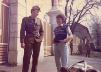 With my mother Ladislava, visiting the army in Klecany, 1988