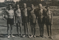 Zdeněk Cvrk (far left) on exchange stay in Poland, 1946