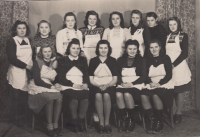 Sister Mary standing third from the right. Cooking course circa 1949