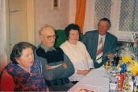 From left: wife Marie, Antonín Novosád, wife's sister Anežka and her husband, family celebration about 2000