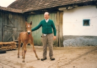 Father Karel Merhaut photographed in his backyard in the 1990s, died in 2016