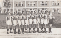 Oldřich Stehlík, the husband of the witness, at the football club with his classmates from the BŠP