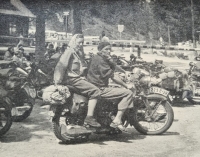 Milena Ledvinková with her husband on the way to the High Tatras, 1955