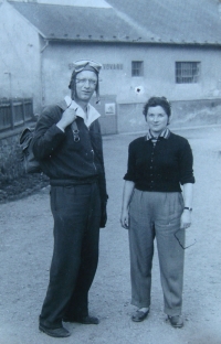 Miroslav and Marie Hovorka, parents of Zdeněk Hovorka, who used to ride their Jawa motorcycle together