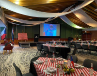 Hall in Thredbo ready for the celebration of František Příhoda's 100th birthday