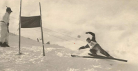 František Příhoda in giant slalom at the 1956 Olympic Games in Cortina d'Ampezzo