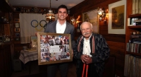 František Příhoda (right) and the head of the Czech Embassy in Canberra Ondřej Boháč at the celebration of the 100th birthday of the first-named