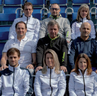 Jiří Hřebec (top left) with other trainers of the 1st ČLTK Prague, year 2020