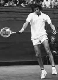 Jiří Hřebec during a Davis Cup match at Prague's Štvanice in the mid-1970s