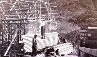 Construction of the first tourist huts in Thredbo in the 1950s