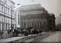 Soviet tanks in front of the National Theatre in August 1968, photo by Jiří Růžička