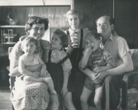 Tomas Finger (second from right) with his three sisters and parents around 1961