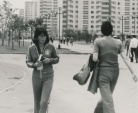 Alena Mejzlikova (first from left) in the Olympic Village in Moscow 1980